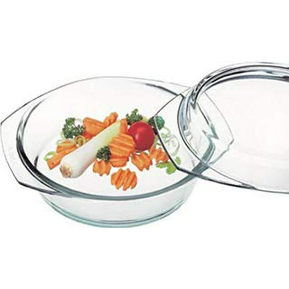 Clear Round Glass Casserole by Simax With Lid, Heat, Cold and Shock Proof, Made in Europe