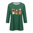 thumbnail image 4 of WTOBBY Women's Round Neck Halloween Printed Fashion Top with 3/4 Sleeve, Casual Loose Fit Blouse for Fall Season, Comfortable Daily Wear Apparel and Holiday,Green XL, 4 of 5