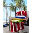 thumbnail image 4 of 2 Pack Yarn-Dyed Cabana Stripe Velour Pool and Beach Towels, Extra-Large Size (32x64), Super Absorbent, Quick Dry, 420 GSM (Red and White Color), 4 of 6