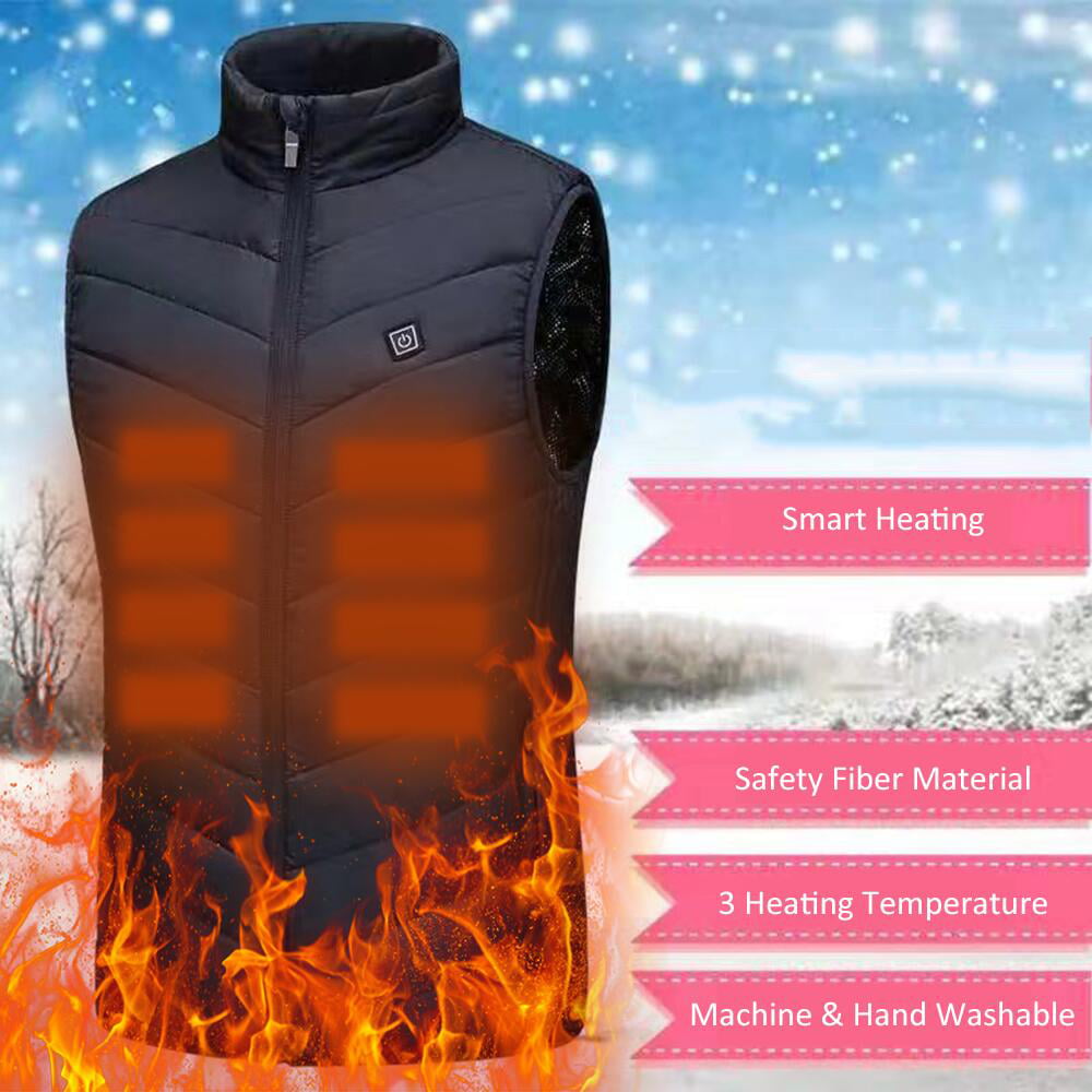 Electric Vest Heated Jacket USB Coat Warm Heating Padded Winter Body Warmer Top 
