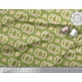 thumbnail image 2 of Soimoi Green Modal Satin Fabric Wreath & Stripe Print Fabric by the Yard 42 Inch Wide, 2 of 3