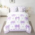 thumbnail image 2 of Castle Fairy 7-Piece Teens Girls Plaid Bow Knot Twin Bedding Set, 2 of 8