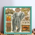 thumbnail image 2 of Hilo Algodón Ecológico Bordado Punto Cruz Elefante Africano Impreso 14CT 41x41cm, 2 of 9