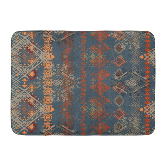 SIDONKU Colorful Pattern Ethnic Boho Distressed Ethno Tribal Turkish Hand Doormat Floor Rug Bath Mat 23.6x15.7 inch