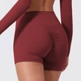 thumbnail image 2 of IWRICH Women's Workout Impact Shorts Scrunch Lifting Tummy Control Gym Shorts Comfy Running Seamless Booty Biker Shorts Brick Red L, 2 of 3
