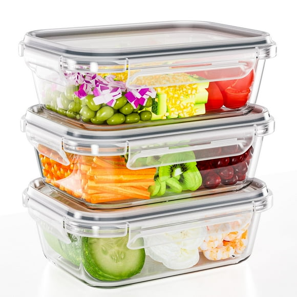Recipientes de vidrio borosilicato TUSEASY de 1 litro (paquete de 3)