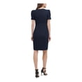 thumbnail image 2 of DKNY Womens Navy Stretch Pleated Zippered Unlined Scuba Crepe Pouf Sleeve V Neck Above The Knee Wear To Work Sheath Dress 12, 2 of 2