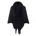 thumbnail image 4 of 2PCS Women's Autumn And Winter Style Outerwear With Fashionable Solid Color Knitted Tassel Cape Shawl, 4 of 4