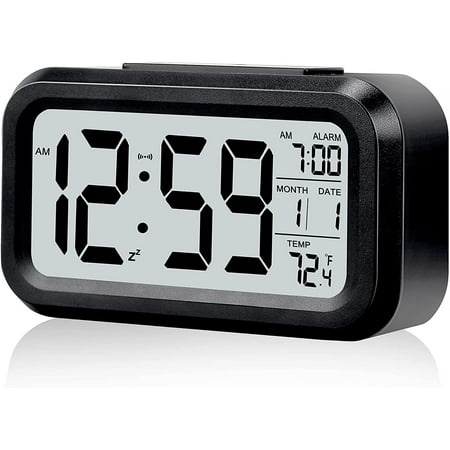 Digital Alarm Clock Battery Operated Small Desk Clocks With Smart Night Light Date Indoor Temperature Lcd Electronic For Bedroom Home Office Living Room Black Canada Digital Alarm Clock Battery Operated, Digital Desk Clock With Seconds