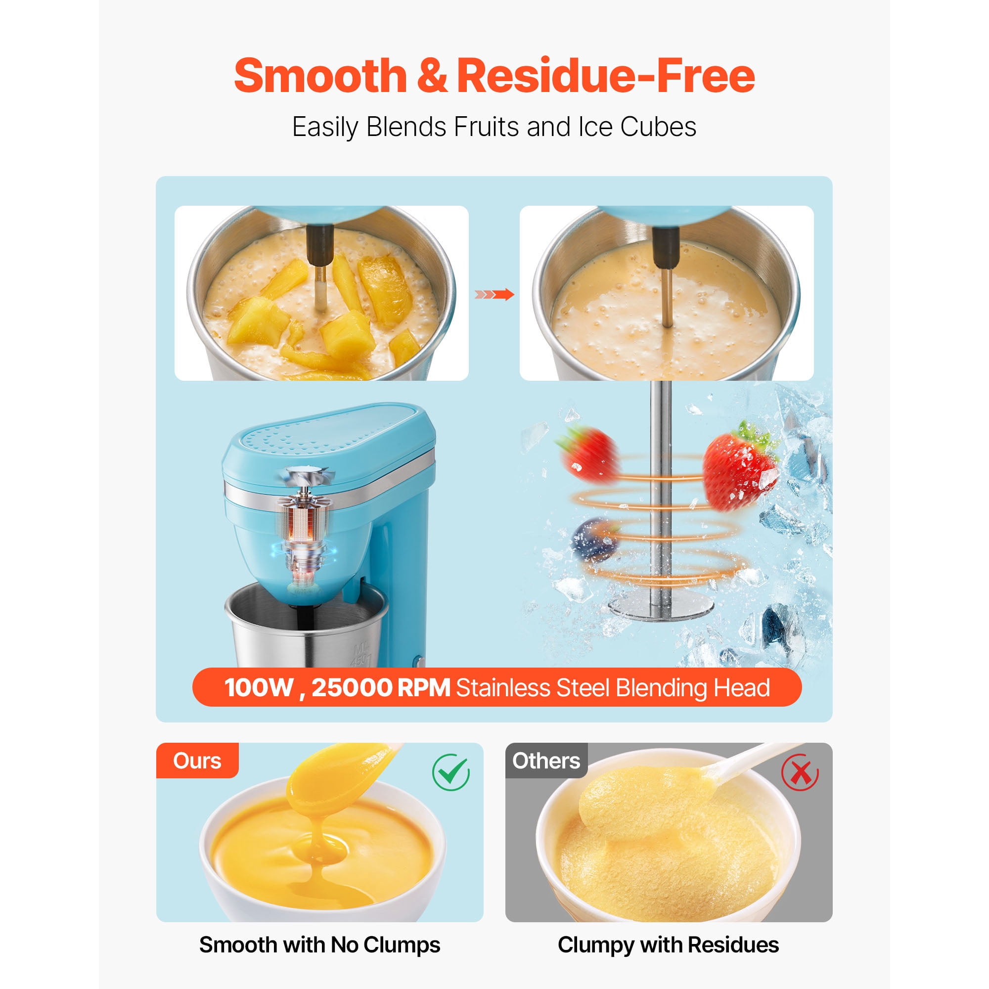 KFFKFF Milkshake Maker, 100W Drink Mixer Machine, Single-Head Blender with Dual-Speed Settings and Stainless Steel Cup, Ideal for Home, Kitchen, Bars, and Beverage Shops