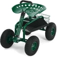 thumbnail image 1 of YUSAZENS Tabouret de Jardin Roulant Rotatif à 360Degrees avec Poignée Rétractable 4 Roues Cadre Double Sans Dossier Structure en Fer et Caoutchouc Vert Menthe pour Jardinage de Cour, 1 of 8