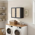 thumbnail image 6 of Rattan Laundry Room Wall Cabinets with Adjustable Shelves，24INCH Bathroom Cabinets Wall Mounted, Wall Cabinet Storage for Bedroom/Kitchen, Black, 6 of 6