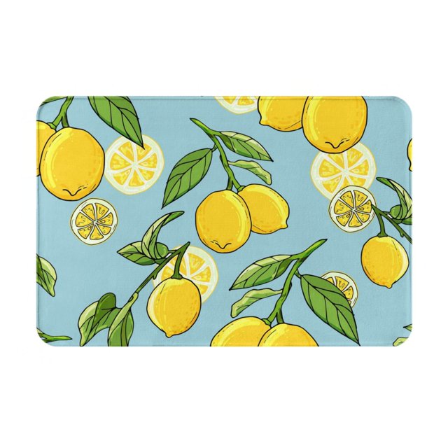Balery Lemon Felpudo de franela, resistente a las manchas y a la decoloración, para uso interior y exterior, fácil de limpiar, 40 x 60 cm