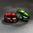 thumbnail image 2 of 2pcs/set 8mm Celticolong inlaid red/green tungsten steel black ring, men's ladies' wedding ring set, couple pair ring, men's stainless steel ring, give him/her Valentine's Day gift,8-2, 2 of 7