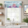 thumbnail image 2 of Summer Ocean Valance Curtain for Windows Welcome to Life Color Coral Shell Gradient Blue Rod Pocket Curtain Valances Short Window Treatments Panels for Kitchen Bathroom Laundry Basement 60 x 18 Inch, 2 of 9