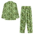 thumbnail image 7 of FOR U DESIGNS Green Cucumber Long Sleeve Button Up Pajama Shirts for Women 2 Pack Size L Button Pajamas Sleepwear with Pants Nightwear Long V-neck for Women, 7 of 7