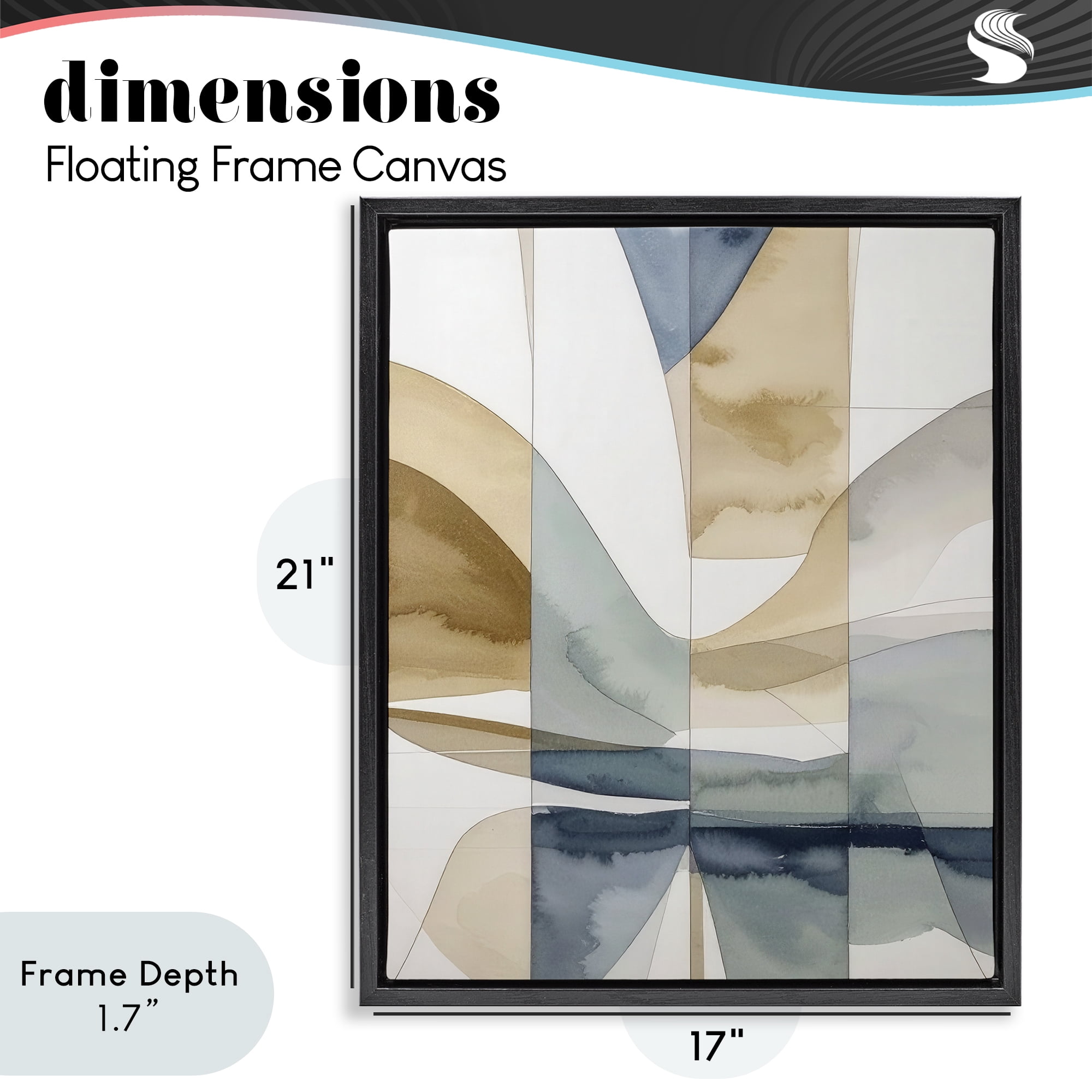 Stupell Industries Geographic Fluid Abstraction Black Framed Floater Canvas Wall Art, design by Alonza Saunders