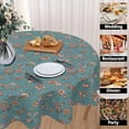 thumbnail image 3 of Boho Floral Tablecloth Round 60 Inch Bohemian Wildflower Teal Blue Decoration Outdoor Table Cloth Farmhouse Vintage Pink Flowe Table Cover for Dining Room Kitchen Holiday Party Picnic Home Decor, 3 of 6