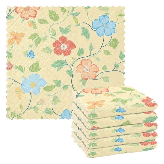 Yayeee 6 Pack Kitchen Dish Cloths for Washing Dishes Soft Absorbent Microfiber Towels, Colorful Flower