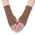 thumbnail image 1 of Puños de piel sintética para muñecas: calentadores de brazos sin dedos para mujer, guantes elásticos de invierno, guantes acrílicos, guantes largos, 1 of 5