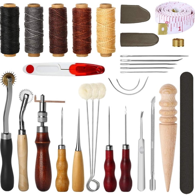 31 Piezas De Herramientas De Costura De Cuero Diy Kit De Costura A Mano Artesanal De Cuero Tomshoo 31 piezas