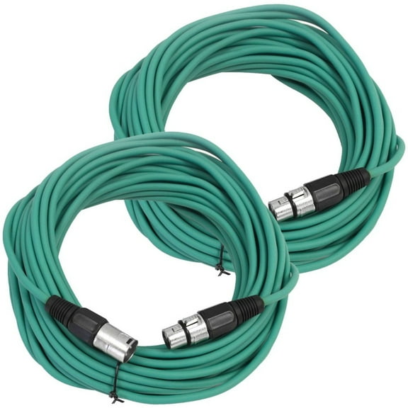 Seismic Audio SAXLX-50, Pair of Green 50 Foot XLR Microphone Cables