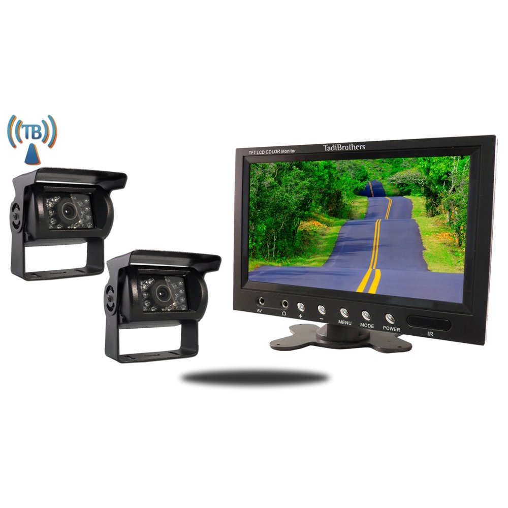 Tadibrothers 9 Inch Monitor with 2 Wireless Mounted RV Backup Cameras
