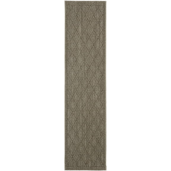 SAFAVIEH Palm Beach Femie Geometric Runner Rug, Silver, 2' x 8'