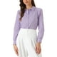 thumbnail image 4 of Camiseta de leotardo INSPIRE CHIC para mujer, con cuello, casual de negocios, con botones, de manga larga, body top, color púrpura, 4 of 6