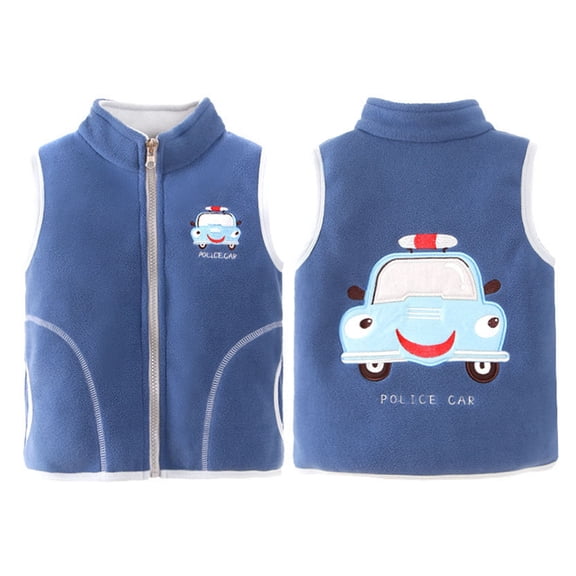 GYRATEDREAM 1-6T Boys Girls Polar Fleece Vest Jacket Ligntweight Cute Cartoon Patterns Coat Zipper Closure Sleeveless Waistcoat