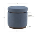 thumbnail image 2 of Linon Primrose Storage Ottoman Stool, Walnut Finish with Dark Blue Sherpa Fabric, 2 of 5