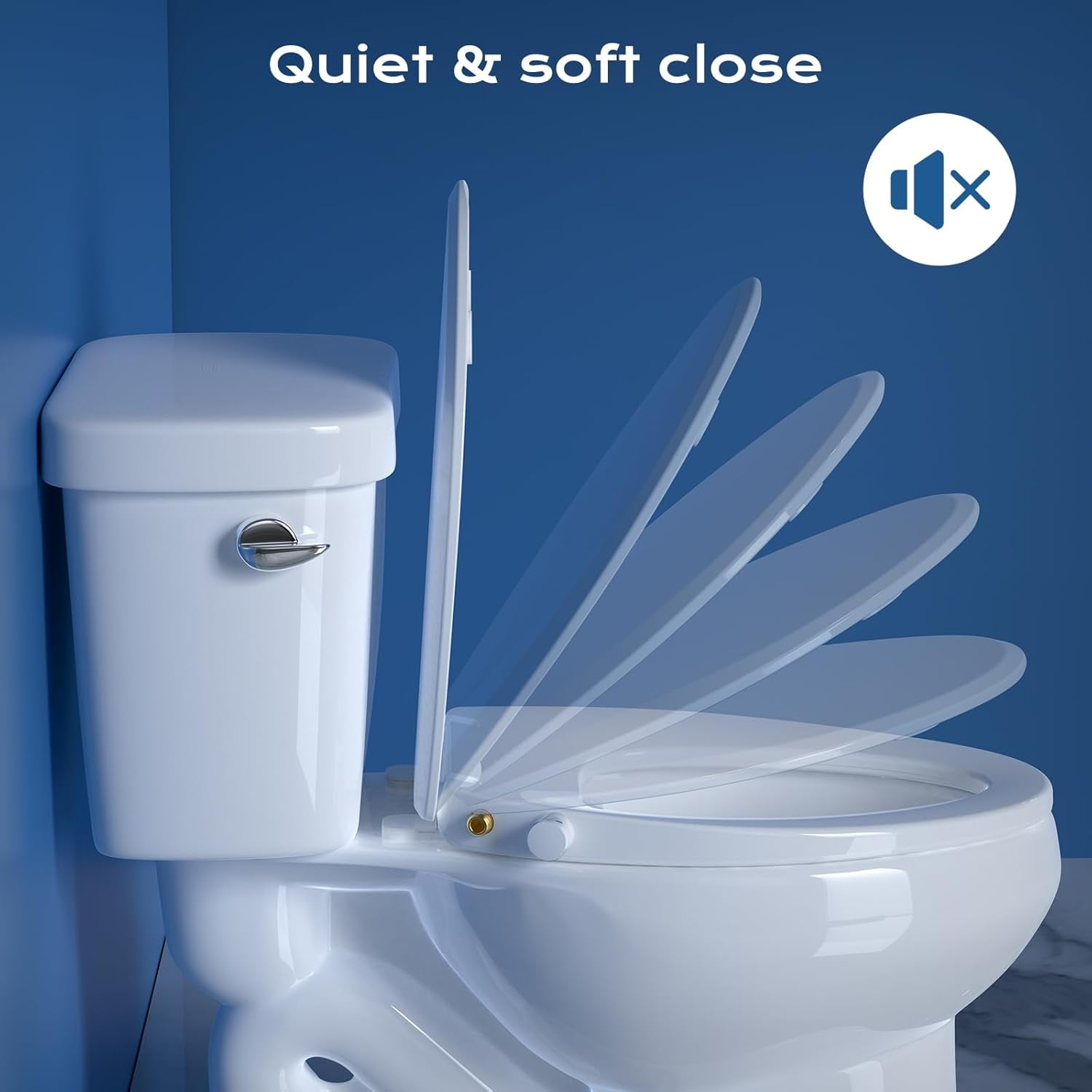 Elongated Bidet Toilet Seat with Quiet-Close, Non-Electric Bidet Toilet Seat with Self Cleaning Dual Nozzles, Fit Elongated Toilet Seat, White Bidet Attachment with Brass inlet
