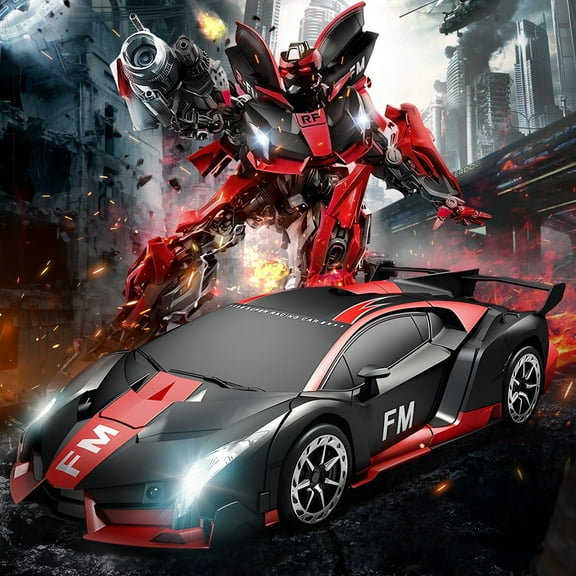 Remote Control Car, POPO RC Cars LED Light,One-Button Transforming, 360° Rotation Drifting, 1:18 RC Car Toy Gift for Kids,Red