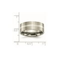thumbnail image 3 of Mens Brushed Titanium Flat Wedding Band Ring with Sterling Silver Inlay (8.00mm) for Men, 3 of 6