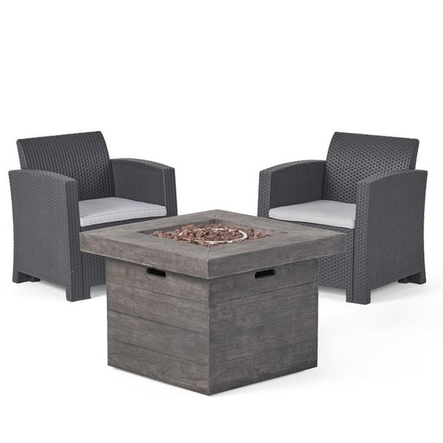 Noble House Bedrock Ensemble de Conversation Extérieur 2 Places avec Foyer Gris
