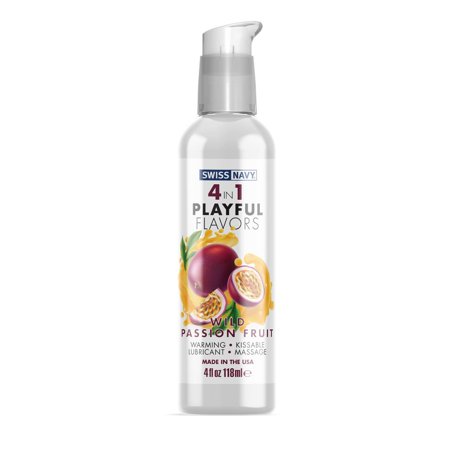 4 in 1 Playful Flavors - Wild Passion Fruit - Water Based Flavored Lubricant, Personal Lube for Men, Women and Couples, Made Without Sugar Added, 4 fl oz