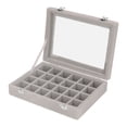 thumbnail image 1 of Jewelry Organizer Box, Clear Glass Cover Velvet Practical Small Velvet Jewelry Box Organizer 24  For Household Gray, 1 of 8