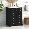 thumbnail image 4 of LiviNest 24" Small Bathroom Vanity: 3-in-1 Storage with Tip-Out Drawer & Double Door Cabinet - Modern Black Vanity with Ceramic Sink for Apartments & Powder Rooms - Easy Assembly for DIY Homeowners, 4 of 6