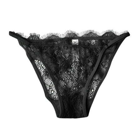 

CAICJ98 Lingerie for Women Naughty Hollowed Out Panties High Grade Embroidery Lace Traceless Women s Mesh Mid Waist Briefs For Women Black