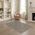 thumbnail image 2 of ODIKA 4'x6' Gray Beige Intricate Geometric Design Washable Area Rug Elegant Charcoal Motif with Classic Borders for Dorm Room, Small Living Stain Resistant Low Profile, Easy Care, 2 of 7