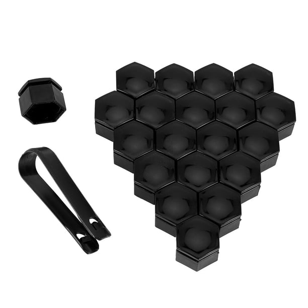 Scienceny 20 piezas tapas de tuerca de rueda de coche cubierta de tornillo de cubo automático diseño de rosca perno llantas decoración Exterior buen Accesorios para motos T52Negro+1clip negro Scienceny VI000695-01B