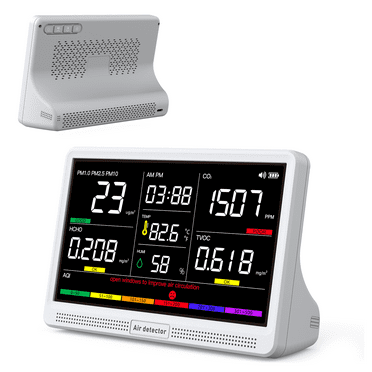16 in 1 Air Quality Monitor Indoor 7" Display 9 AQI 7 AQI Alerts Air Quality Meter