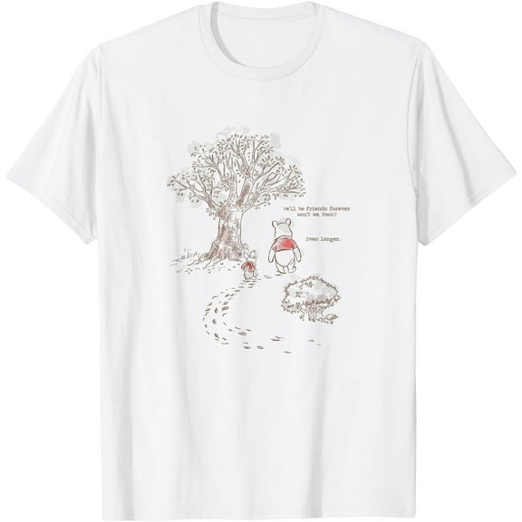 Winnie The Pooh & Piglet Always Friends Forever T-Shirt for Men Women, White Color, Size S