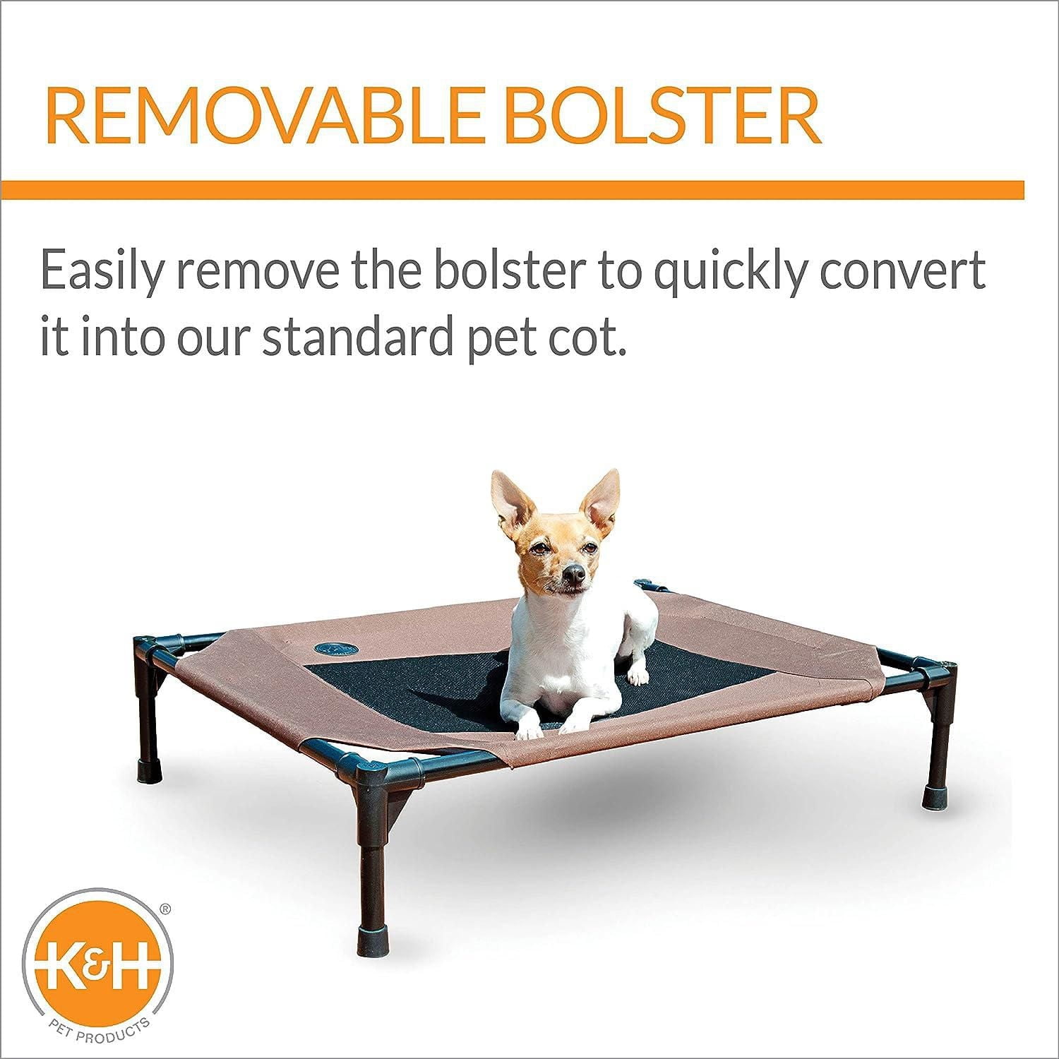 K&H Original Bloster Elevated Cot For Dogs Brown Medium