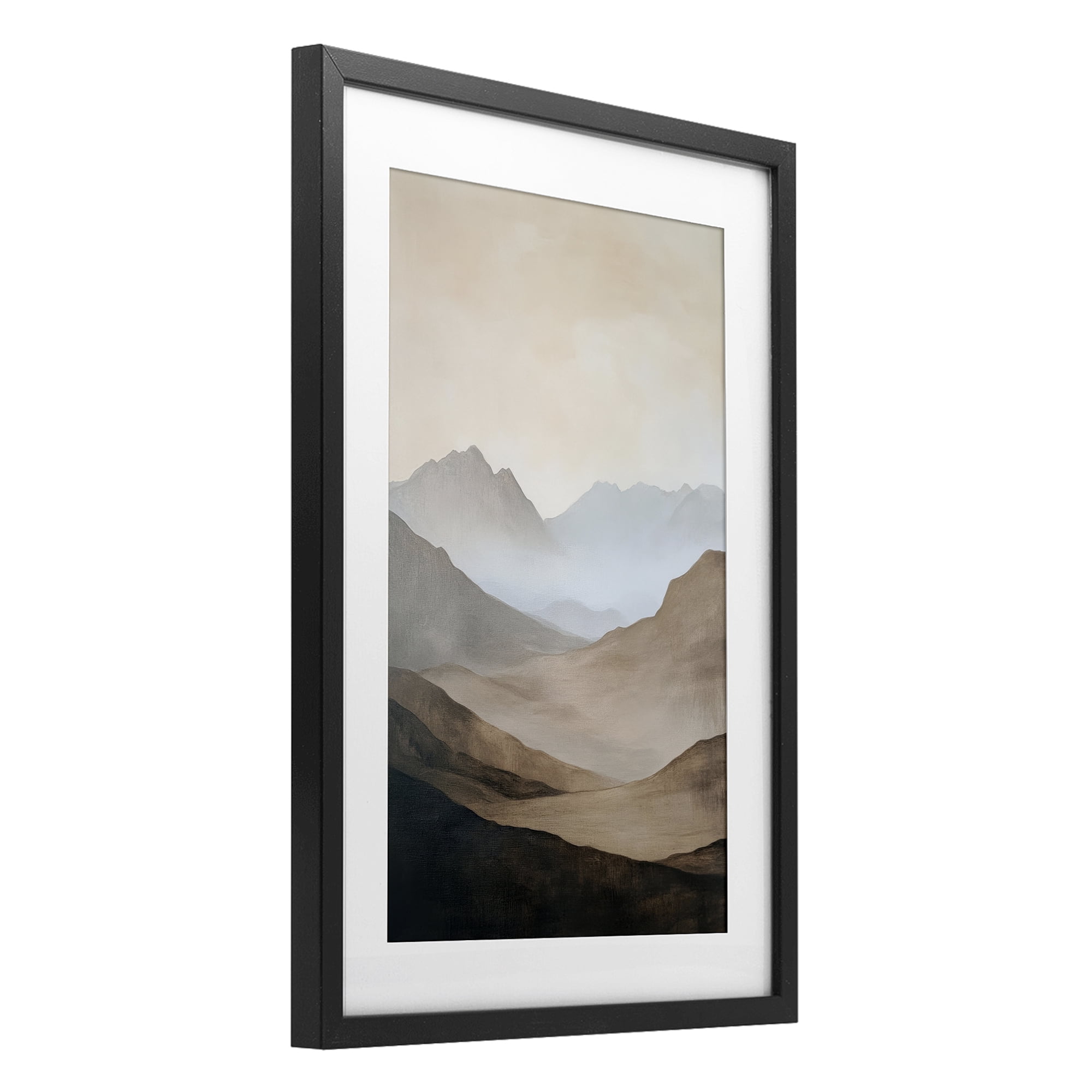 Stupell Industries Foggy Mountains Over Valley Black Framed Print Under Glass, design by Petal Prints Design