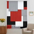 thumbnail image 3 of Red Grey Black Geometric Sheer Curtains 96 Inches Long, Middle Century Modern Art Abstract Light Filering Curtains, Privacy Drapes Simi Floor to Veiling Curtain for Living Room Large Window Treatment, 3 of 9