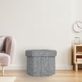 thumbnail image 3 of Medium Decorative Grey Foldable Hexagon Ottoman for Living Room, Bedroom, Dining, Playroom or Office, 3 of 8