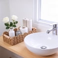thumbnail image 5 of Yucurem Wicker Storage Basket with Wooden Handles, Wicker Toilet Basket for Tank Topper, Hand Woven Rattan Organizer Bin for Bathroom Home, 5 of 10