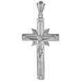 thumbnail image 1 of 1 9/16 inch Sterling Silver Cubic Zirconia Crucifix with Rays of Light Pendant Men Women Rhodium Finish, 1 of 3