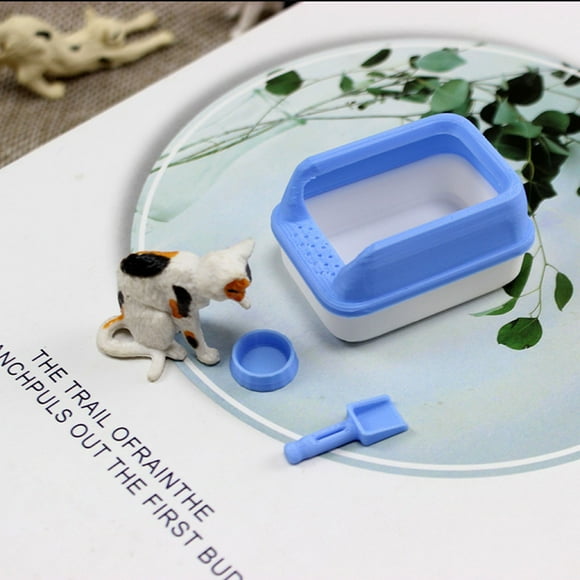 Caja de arena para gatos en miniatura con pala, accesorios a escala 1/12 en colores surtidos, kits para muñecas.